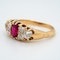 Ruby and diamond half hoop ring with trefoil shoulders - image 3