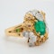Two coloured gold emerald and ruby large cocktail ring - image 2