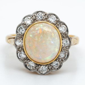 Opal and diamond  Victorian cluster ring