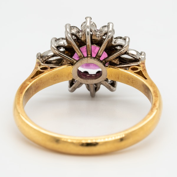 Ruby and diamond vintage cluster ring - image 4