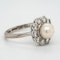 Pearl and diamond retro cluster ring - image 2