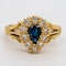 Diamond and sapphire  drop shape Edwardian ring - image 1
