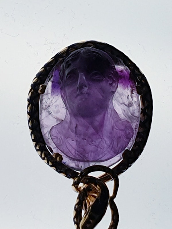 Antique Cleopatra amethyst cameo and entwined asp  DBGEMS - image 2