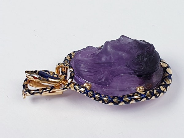 Antique Cleopatra amethyst cameo and entwined asp  DBGEMS - image 1