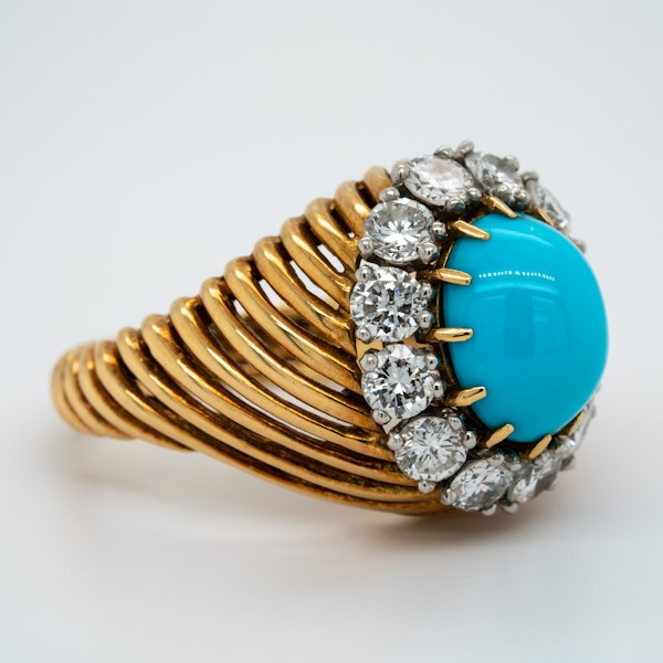 1950’s Van Cleef & Arpels Paris turquoise and diamond ring signed,numbered and french marked. - image 2