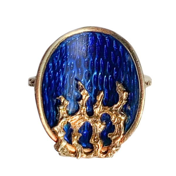 An Italian 1970's Enamel Gold Ring - image 1