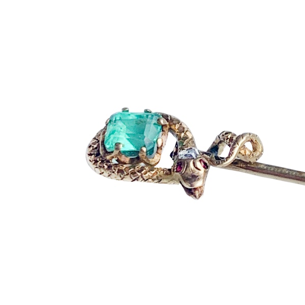 An Emerald Diamond Ruby Snake Tie Pin - image 2