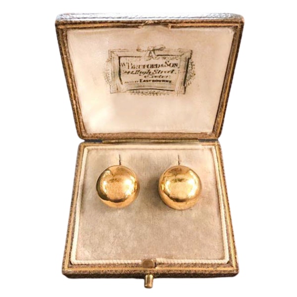 A Pair of Half Ball Gold Earrings - image 1