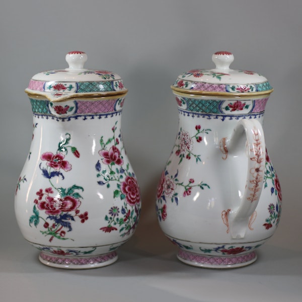 Pair of large Chinese famille rose jugs and covers, Qianlong (1736-95) - image 5