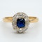 Victorian diamond and sapphire oval cluster ring - image 1