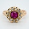 Antique gold ruby and diamond cluster ring - image 1
