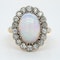 Victorian large opal and diamond oval cluster ring - image 1