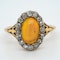 Edwardian opal and diamond oval cluster ring - image 1