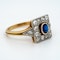 Art Deco diamond and sapphire square shape cluster ring - image 2