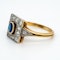 Art Deco diamond and sapphire square shape cluster ring - image 3