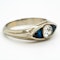 Art Deco diamond and triangular cut sapphires 3 stone ring - image 2