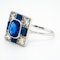 Vintage sapphire and diamond rectangular cluster ring - image 3