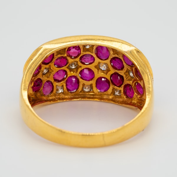 Edwardian ruby and diamond oval cluster ring - image 4