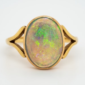 Single black opal antique Victorian ring