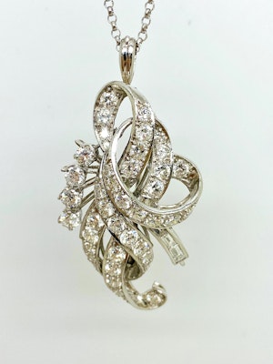 1920-s Platinum 3.50ct Diamond Pendant/Brooch.
