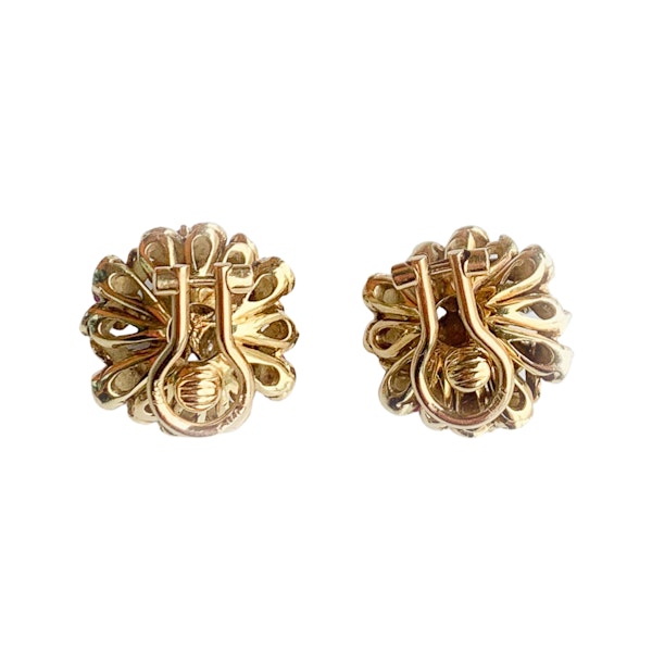 A pair of Italian Gold Burma Ruby Enamel Clip On Earrings - image 1