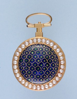 PEARL SET GOLD AND ENAMEL VERGE