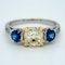 Platinum 2.05ct Fancy Yellow Diamond and 1.40ct Natural Blue Sapphire Engagement Ring - image 1