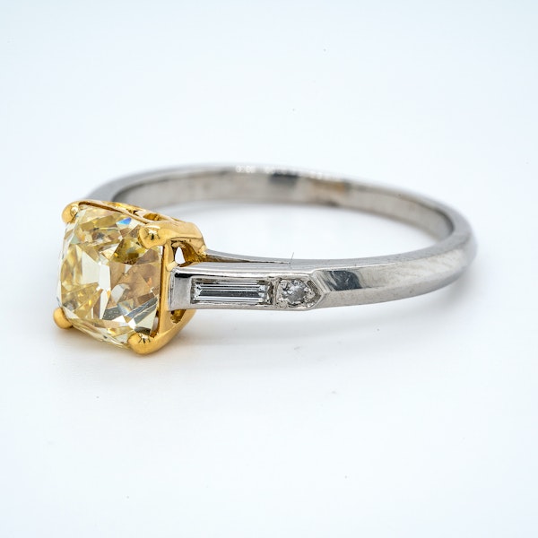 Platinum 1.90ct Natural Fancy Yellow Diamond Engagement Ring - image 2