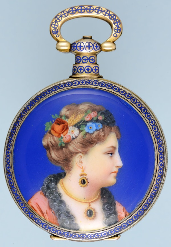 ENAMELLED SILVER GILT CHINESE MARKET POCKET WATCH - image 1