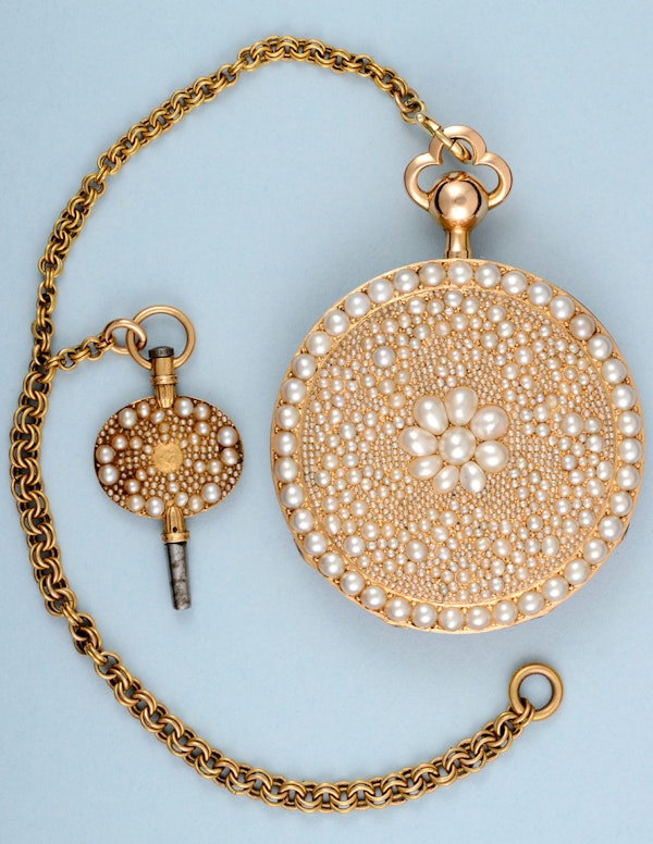 VERY FINE & RARE PEARL ENCRUSTED GOLD REPEATER - image 2