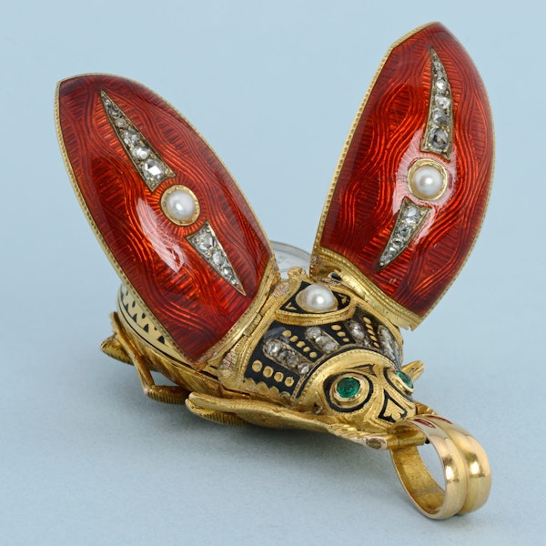 GOLD AND ENAMEL BEETLE FORM WATCH - image 1