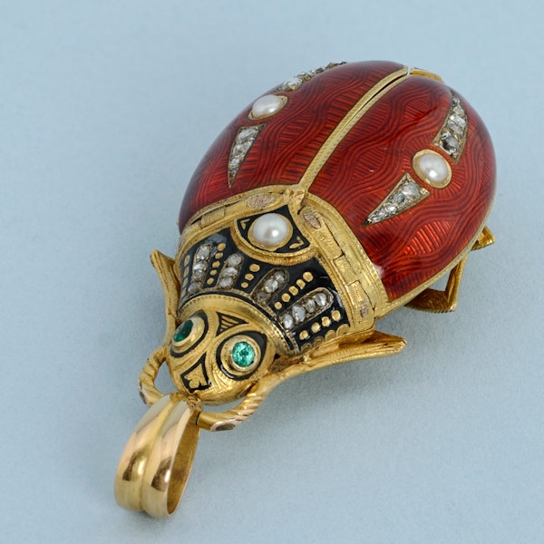 GOLD AND ENAMEL BEETLE FORM WATCH - image 6