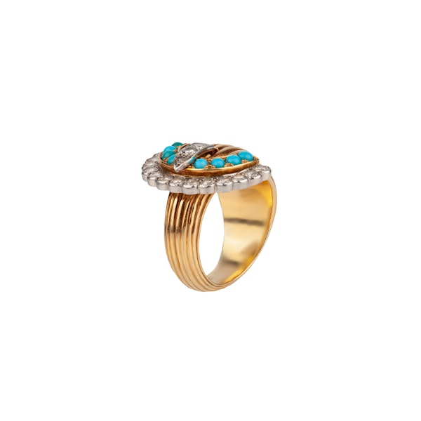 Turquoise diamond buckle ring - image 2