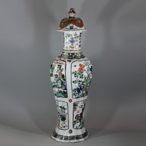 Chinese famille-verte multi-faceted vase Kangxi (1662-1722)