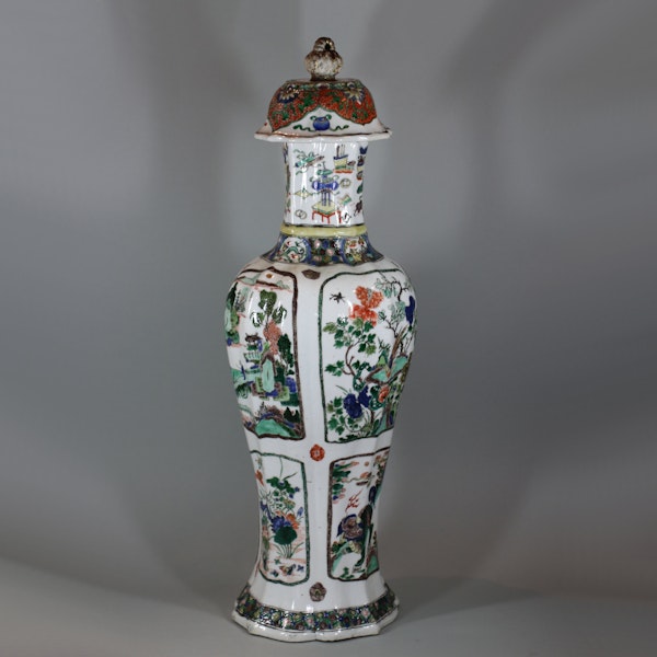 Chinese famille-verte multi-faceted vase Kangxi (1662-1722) - image 1