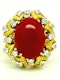 18K yellow gold Diamond and Coral Ring - image 1