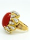 18K yellow gold Diamond and Coral Ring - image 2