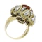 18K yellow gold Diamond and Coral Ring - image 5