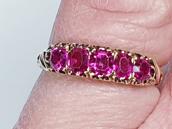 Victorian Five Stone Ruby Ring 3317 DBGEMS - image 3