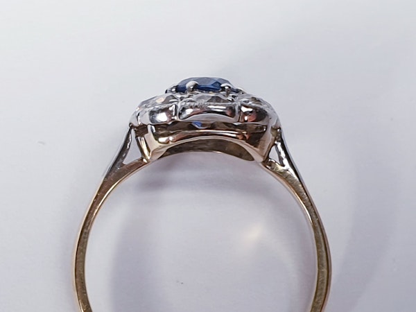 Ceylon sapphire and diamond cluster engagement ring  DBGEMS - image 1
