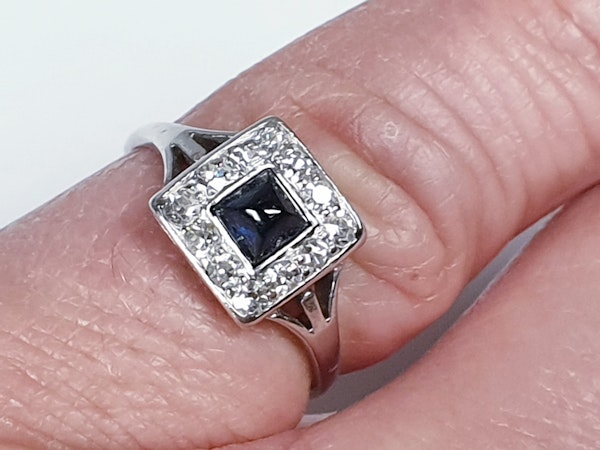 Art Deco Sugar Loaf Sapphire and Diamond Engagement Ring  DBGEMS - image 1