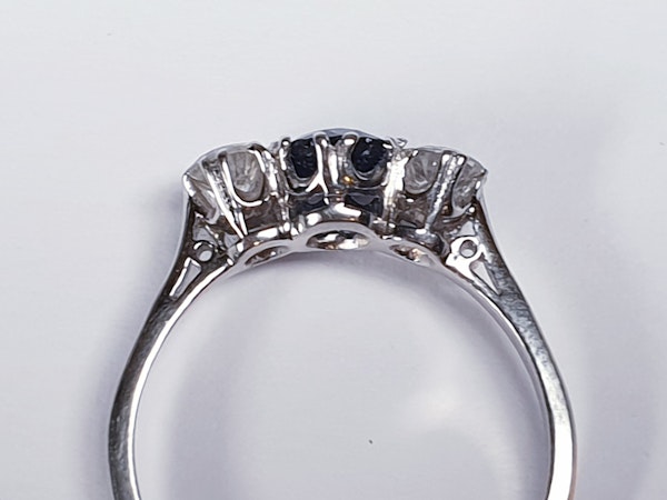 Art Deco Sapphire and Diamond Three Stone Ring  DBGEMS - image 1