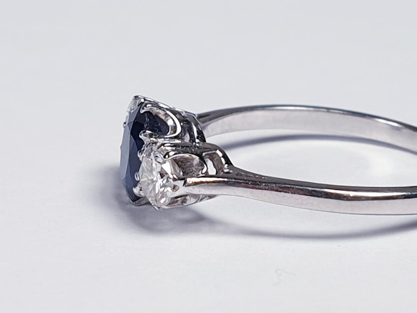 Art Deco Sapphire and Diamond Three Stone Ring  DBGEMS - image 4