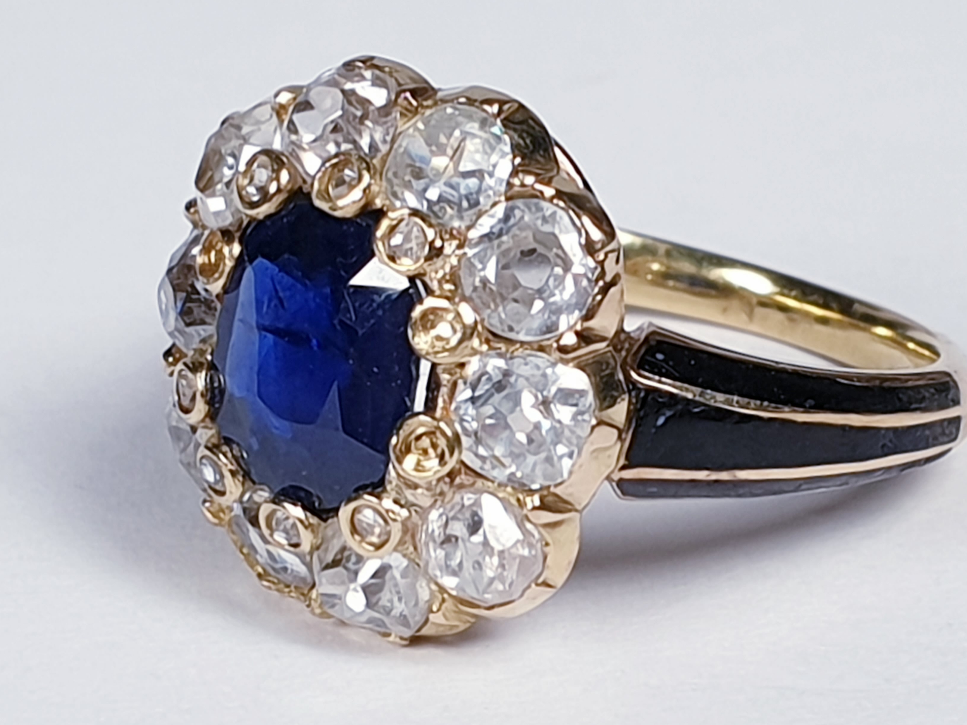 Antique Sapphire And Diamond Cluster Ring 3829 DBGEMS