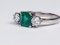 Fantastic Enerald and Diamond Three Stone Diamond Ring  DBGEMS - image 2