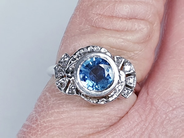 Art Deco Ceylon Sapphire and Diamond Engagement Ring  DBGEMS - image 1