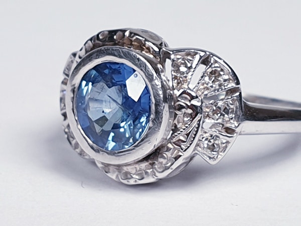 Art Deco Ceylon Sapphire and Diamond Engagement Ring  DBGEMS - image 4