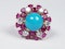 1960's Turquoise ruby and diamond dress ring  DBGEMS - image 1