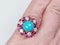 1960's Turquoise ruby and diamond dress ring  DBGEMS - image 3