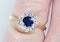 Antique Sapphire and Diamond Cluster Engagement Ring  DBGEMS - image 2
